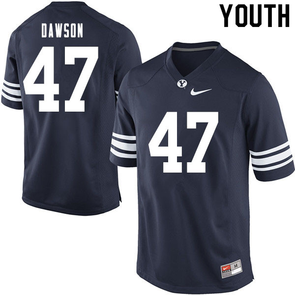 Youth #47 Theo Dawson BYU Cougars College Football Jerseys Sale-Navy - Click Image to Close